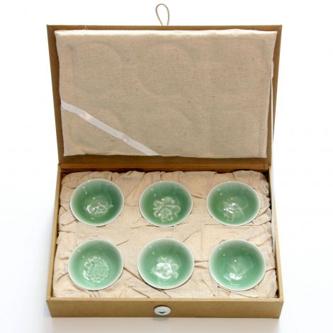 Chinese tea bowls "Four Gentlemen Among The Flowers"